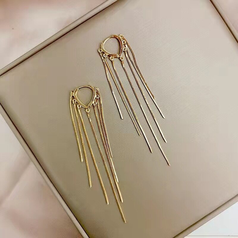 Golden Heart Tassel Earrings -149