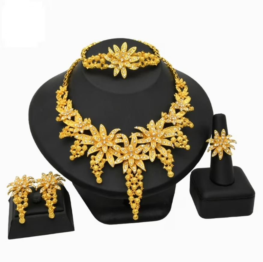 Dubai 24K Gold Plated 4Pcs Necklace Set-312